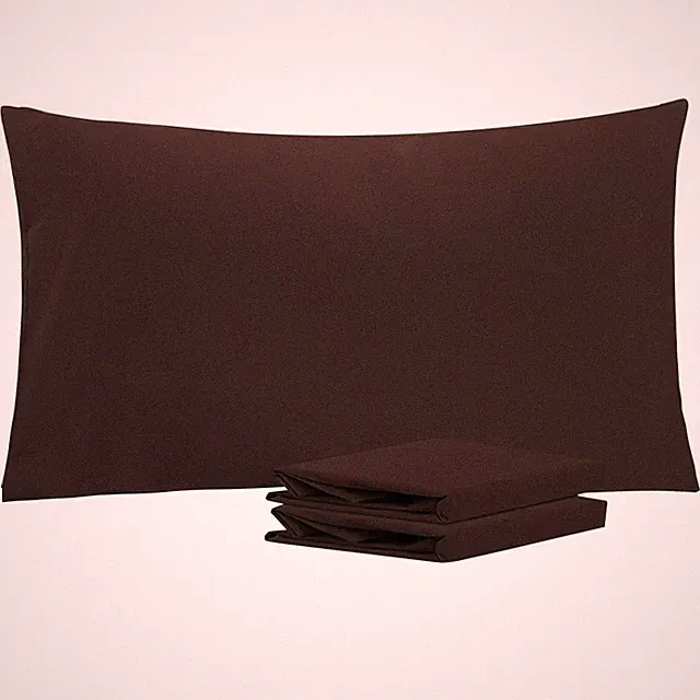 2 King Size Pillowcases, Brushed Microfiber, Stain Resistant, Dark Brown