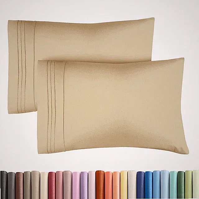 2 Pack Queen Pillow Cases, Wrinkle Free, Stain Resistant, Beige
