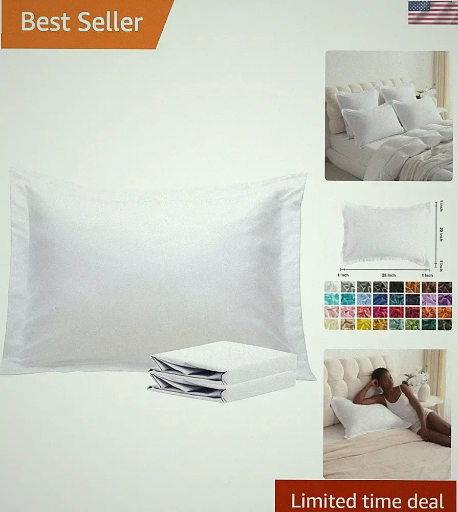 2-Pack White Microfiber Pillow Shams 20x26 Soft, Wrinkle & Stain Resistant