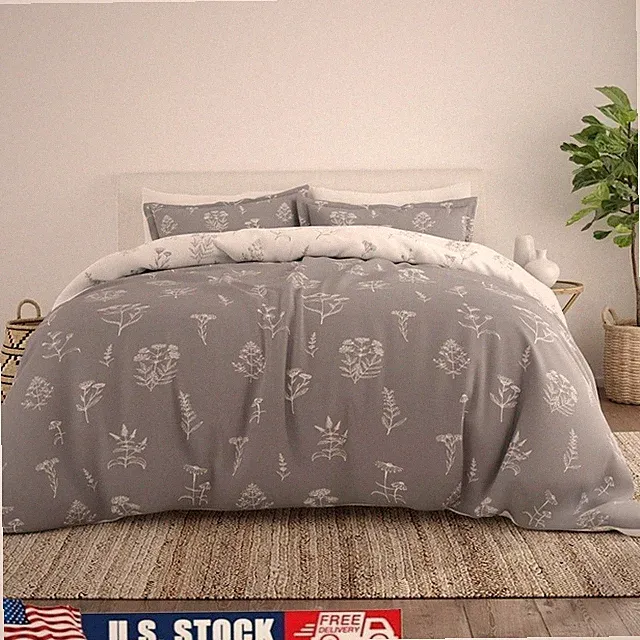 3 Piece Microfiber Duvet Cover Set Hypoallergenic Easy Care Stain Resistant New