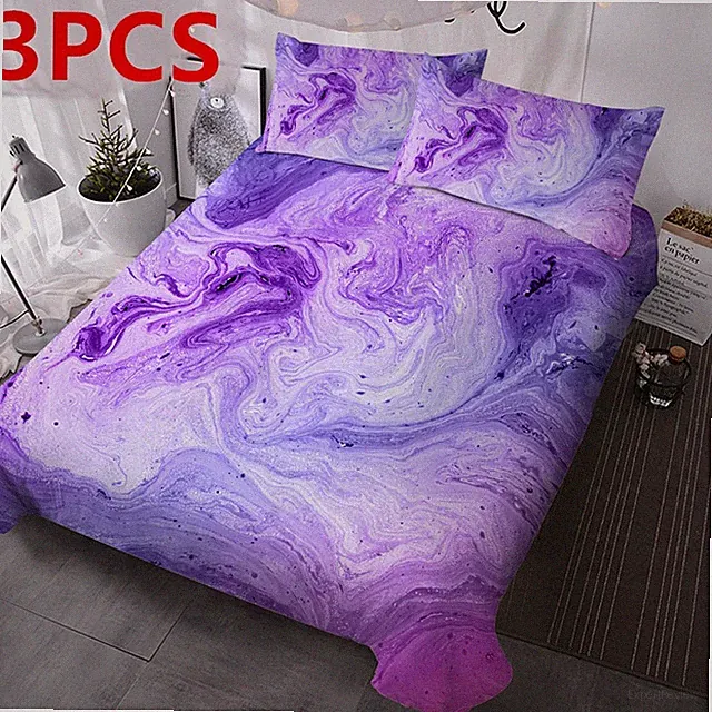 3PCS Duvet Cover Set Colorful Quicksand Comfortable Bedding Set All Season Twin
