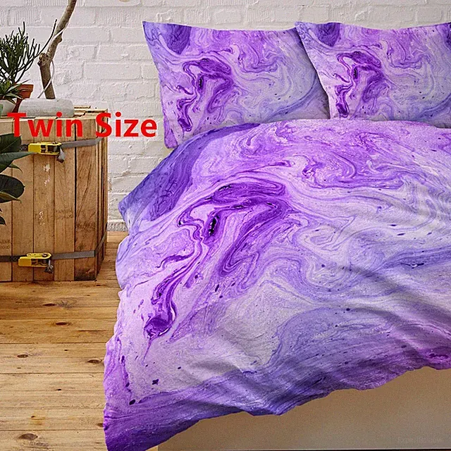 3PCS Purple Duvet Cover Set Colorful Quicksand Comfortable Bedding Set Twin Size