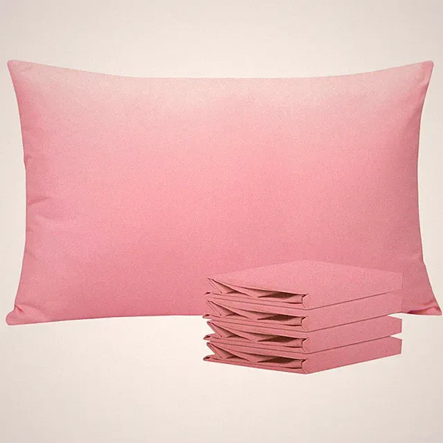 4 Pack Queen Pillowcases, Brushed Microfiber, Stain Resistant, Pink