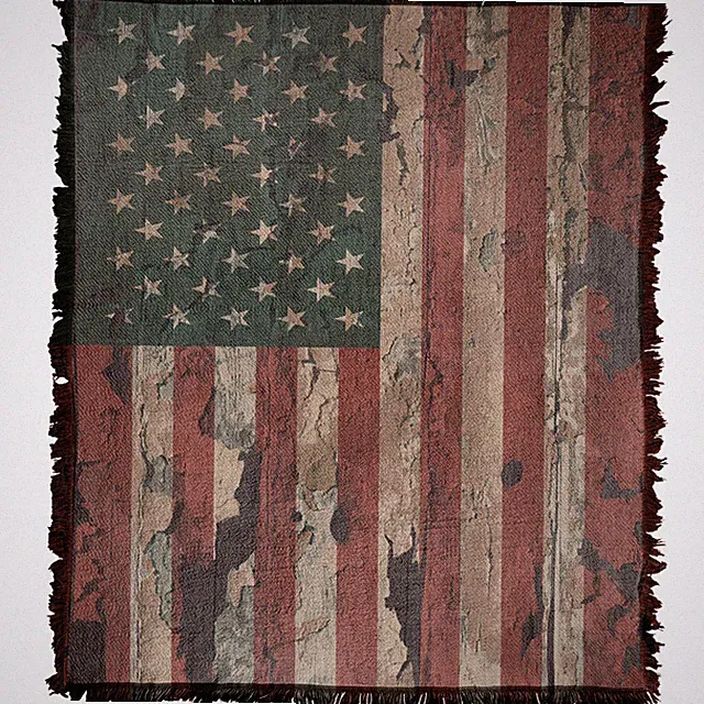 American USA Flag Distressed Throw Blanket 50"x60" Soft Warm Stain Resistant