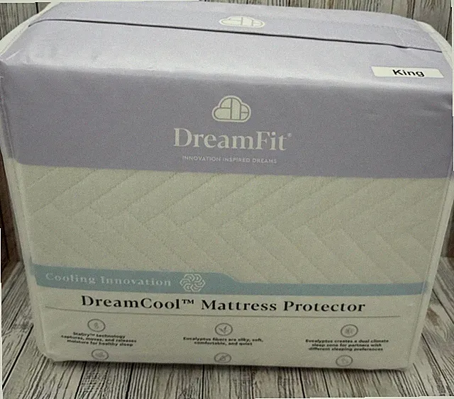 DreamFit DreamCool™ Waterproof Cooling Mattress Protector King Size White New