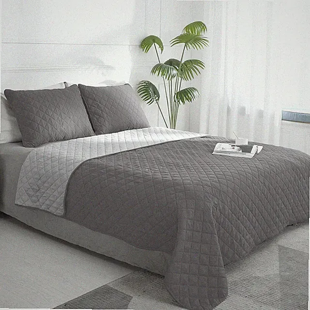 Full/Queen Size Reversible Quilt Set with 1 Quilt and 2 Pillow Shams, Soft Bed Q