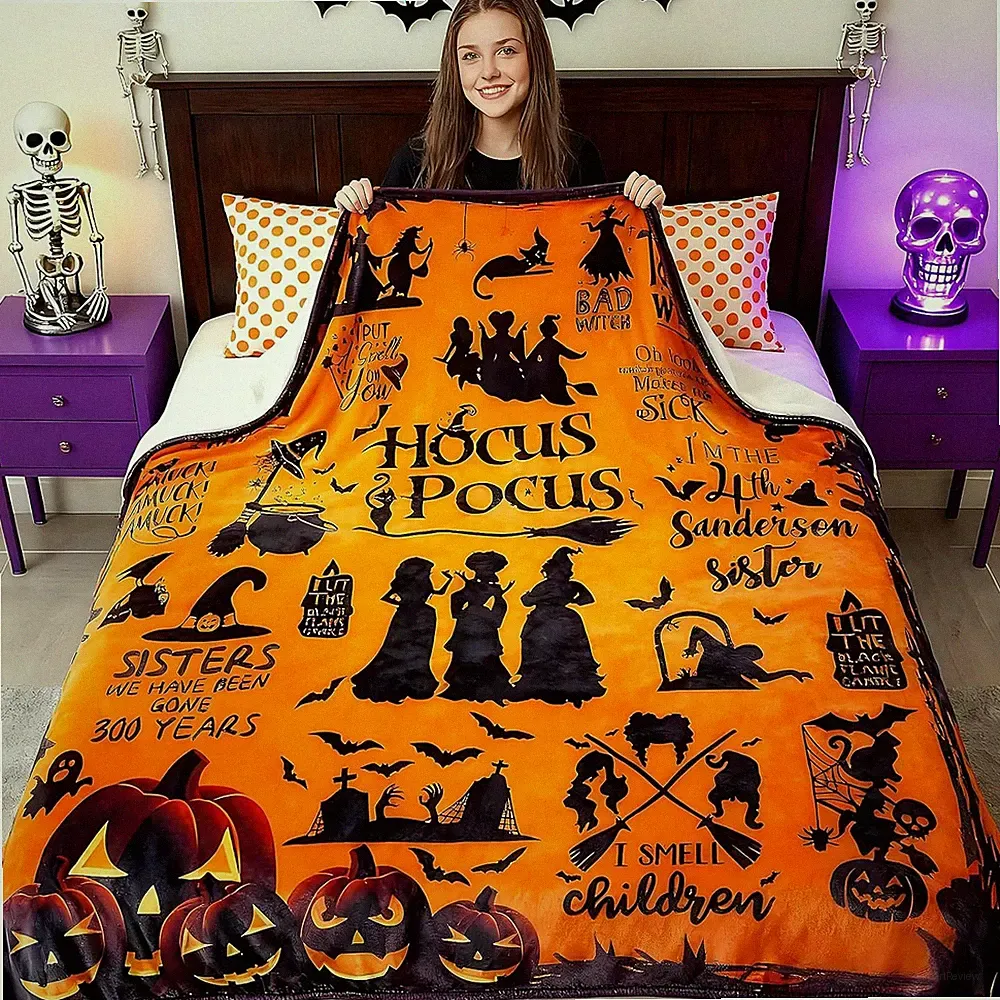 Halloween Fleece Blanket Soft Throw Blanket All-Season Stain-Resistant Bedding