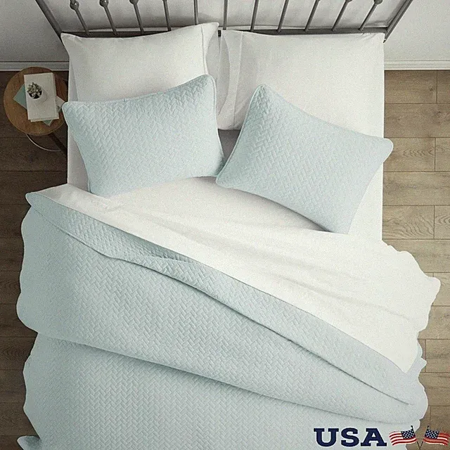 Hypoallergenic Quilted Coverlet Set W/ Shams Ultra Soft Machine Washable Cozy US