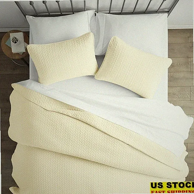 Hypoallergenic Soft Quilted Microfiber Coverlet Set Stain Resistant Easy Care US
