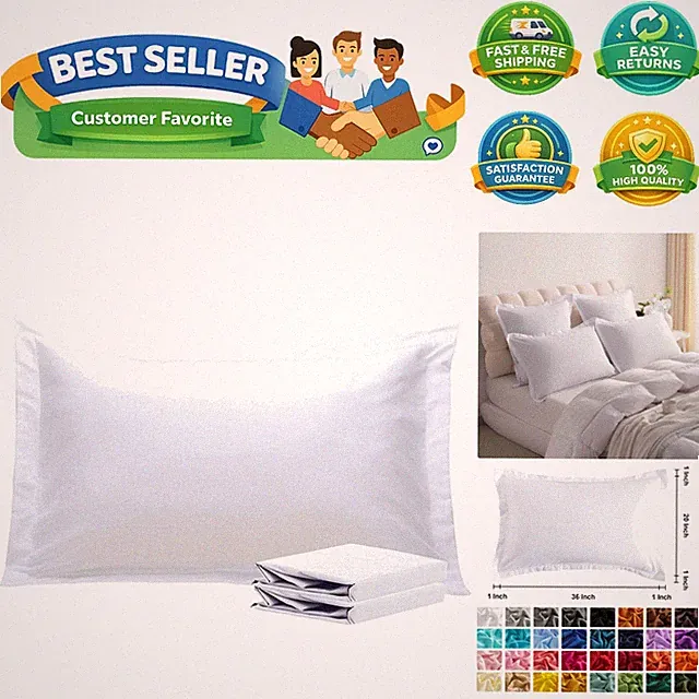 King Pillow Shams - 2 Pack Brushed Microfiber 20x36 Sham Covers - Super Soft...