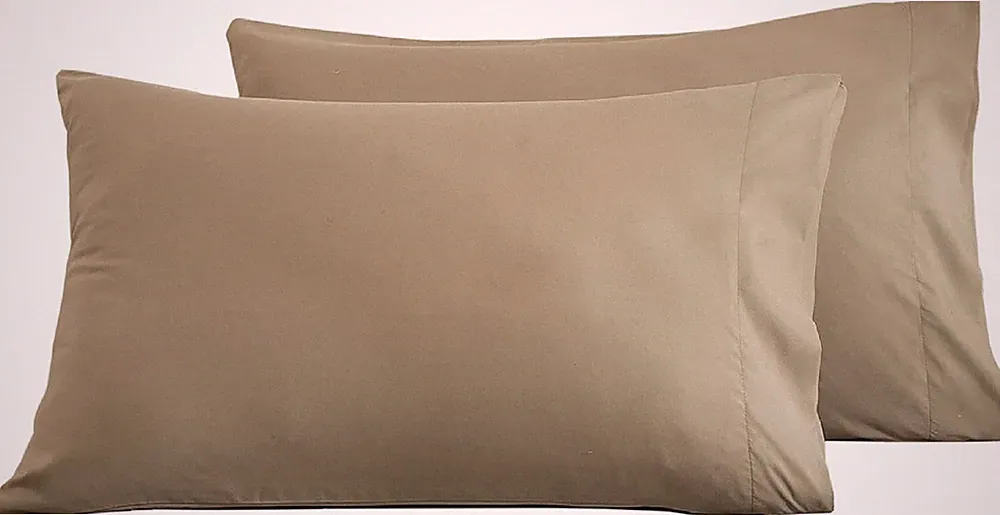 Microfiber Standard Bed Pillowcases 2 Pack, Stain Resistant, 20x26, Dark Beige