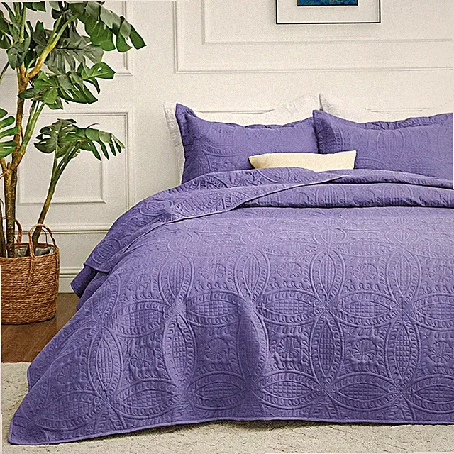 Oversized King Size Quilt Bedding Set Deep Purple Bedspreads - Oversized King Li