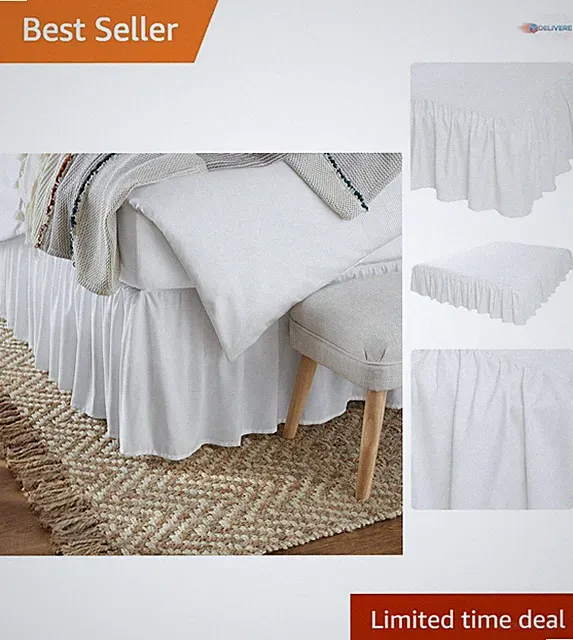 Queen Bed Skirt 100% Polyester 16" Drop Ruffled Classic Easy Care Stylish