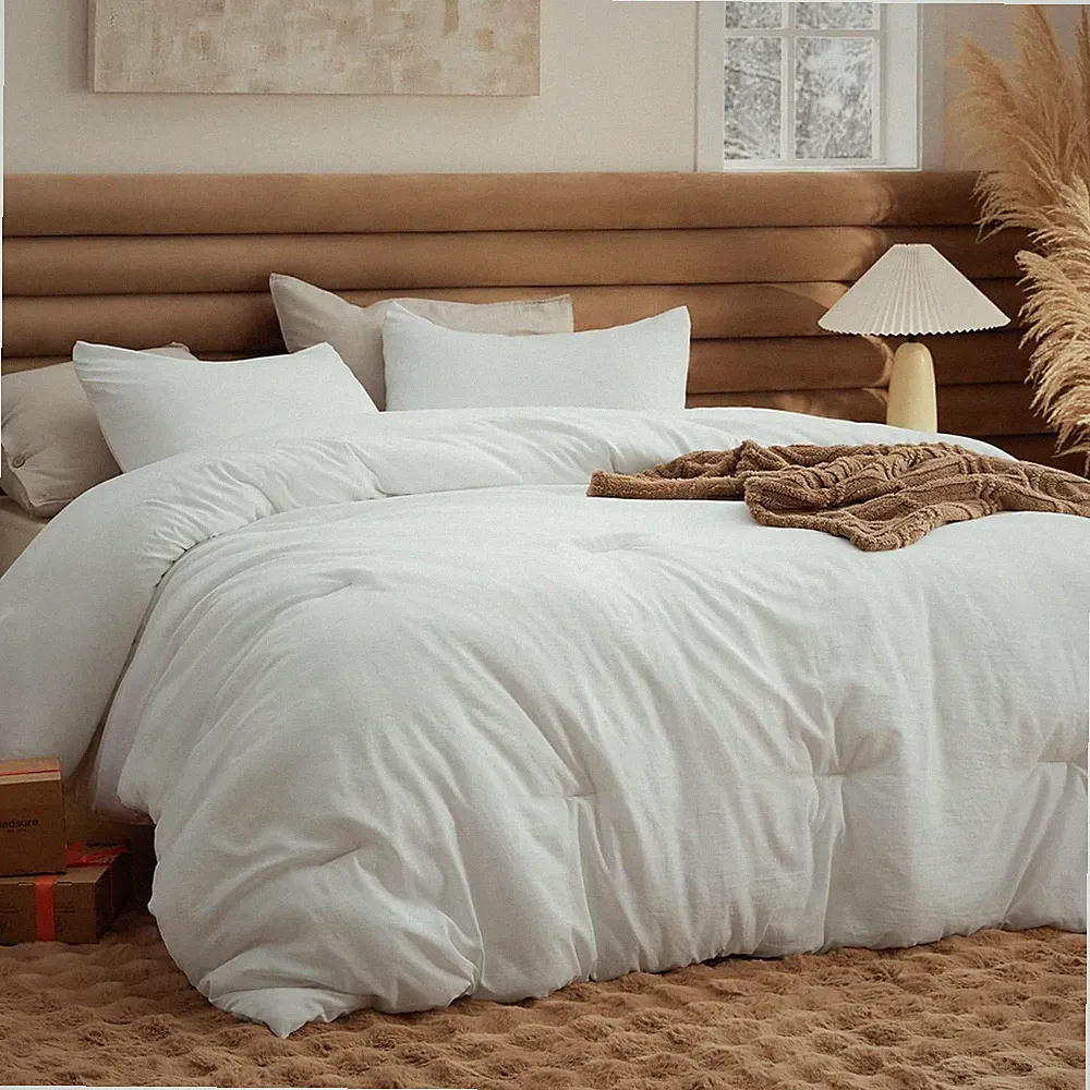 Queen/ King Size Ultra Soft 100% Cotton Down Comforter Reversible Duvet Insert
