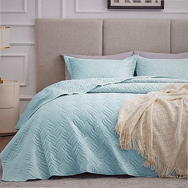 Quilts for Full Bed Light Blue Bedspreads Bedding Set - Lightweight Bedspread...