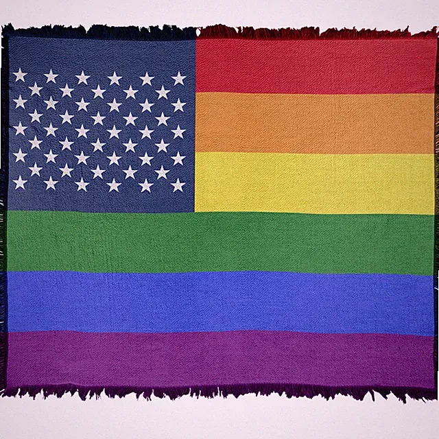 Rainbow American USA Flag Throw Blanket 50"x60" Soft Woven Warm Stain Resistant