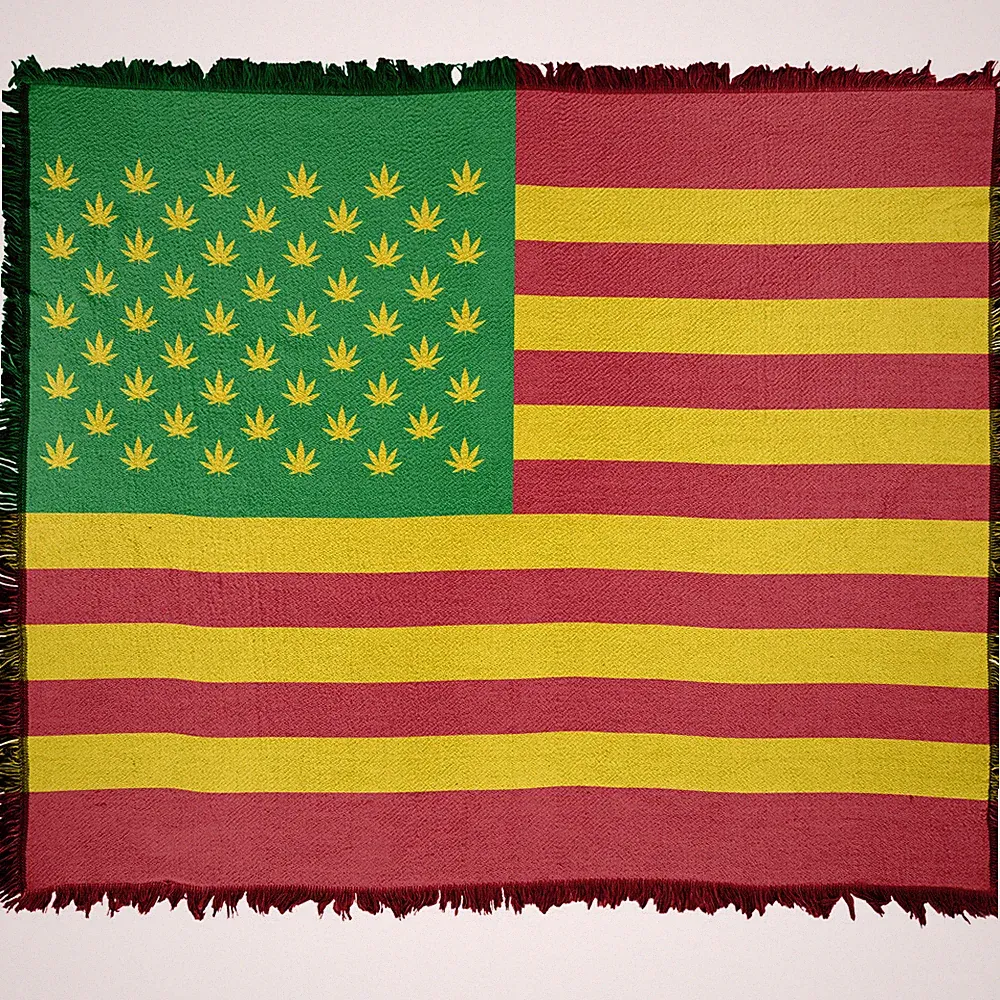 Rasta USA American Flag Throw Blanket 50"x60" Soft Woven Warm Stain Resistant