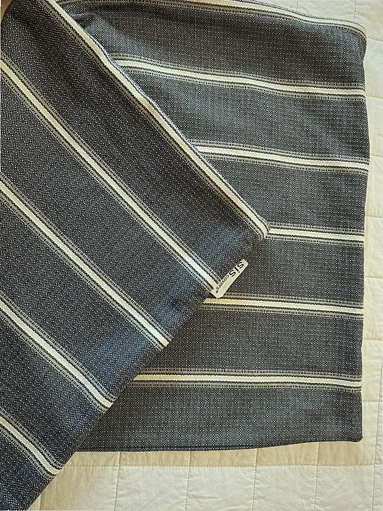 Sis Covers Standard Pillow Shams Pair Stain Resistant Denim Stripe Everlast