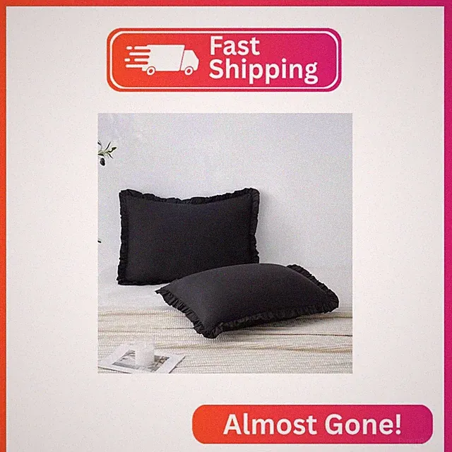 SnugLoom Black Pillow Shams Standard Size Set of 2, 100% Brushed Microfiber Gray