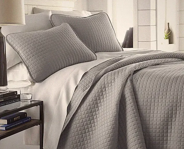 Steel Grey King Size Quilt Set, Soft Microfiber, Stain Resistant, 2 Shams