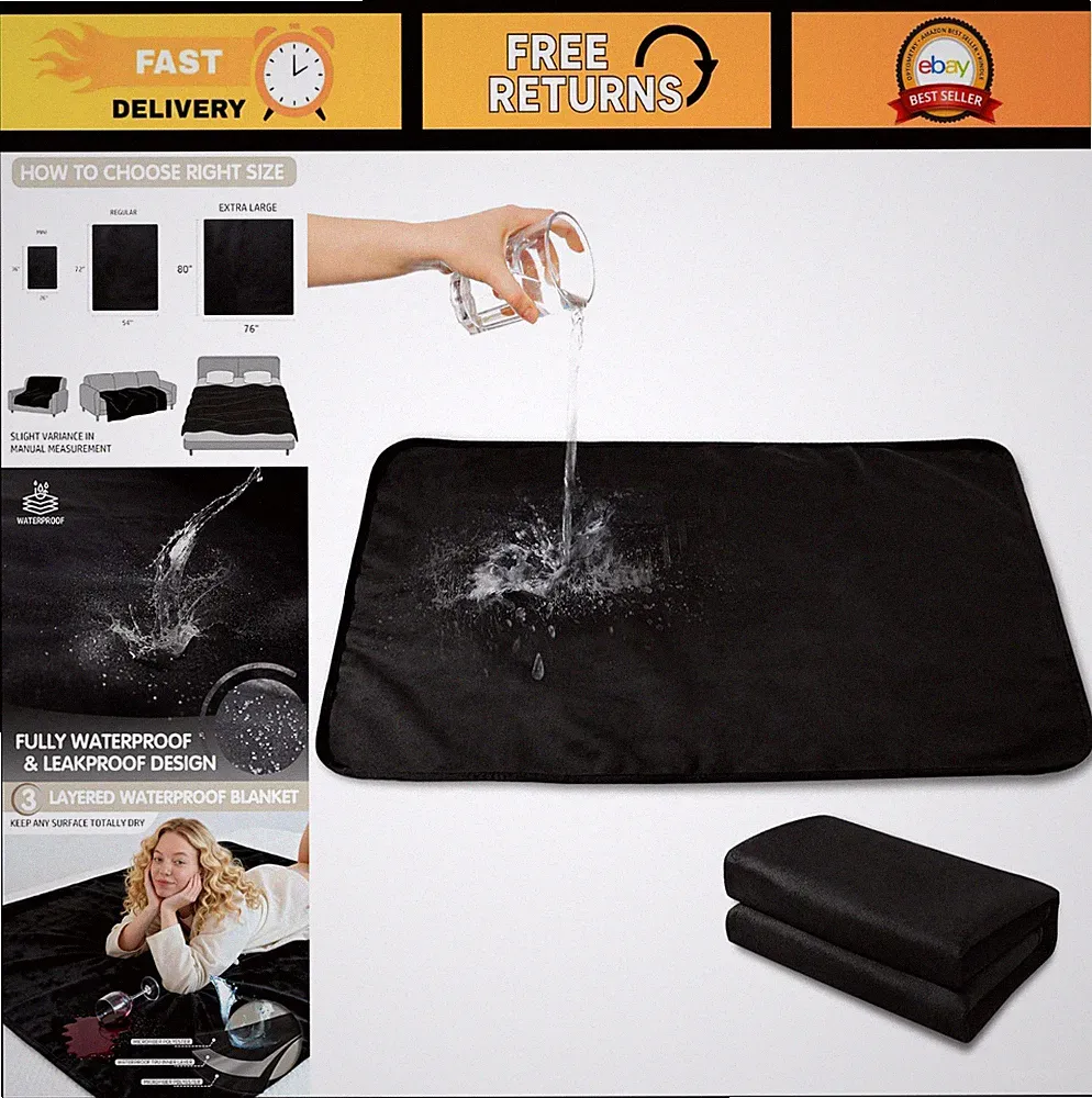Waterproof Couch Bed Blanket - Stain-Resistant, Reversible, Machine Washable, 26